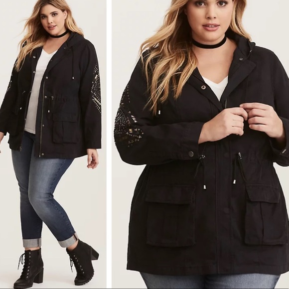 torrid Jackets & Blazers - DONATED Torrid Embellished Hooded Anorak Jacket